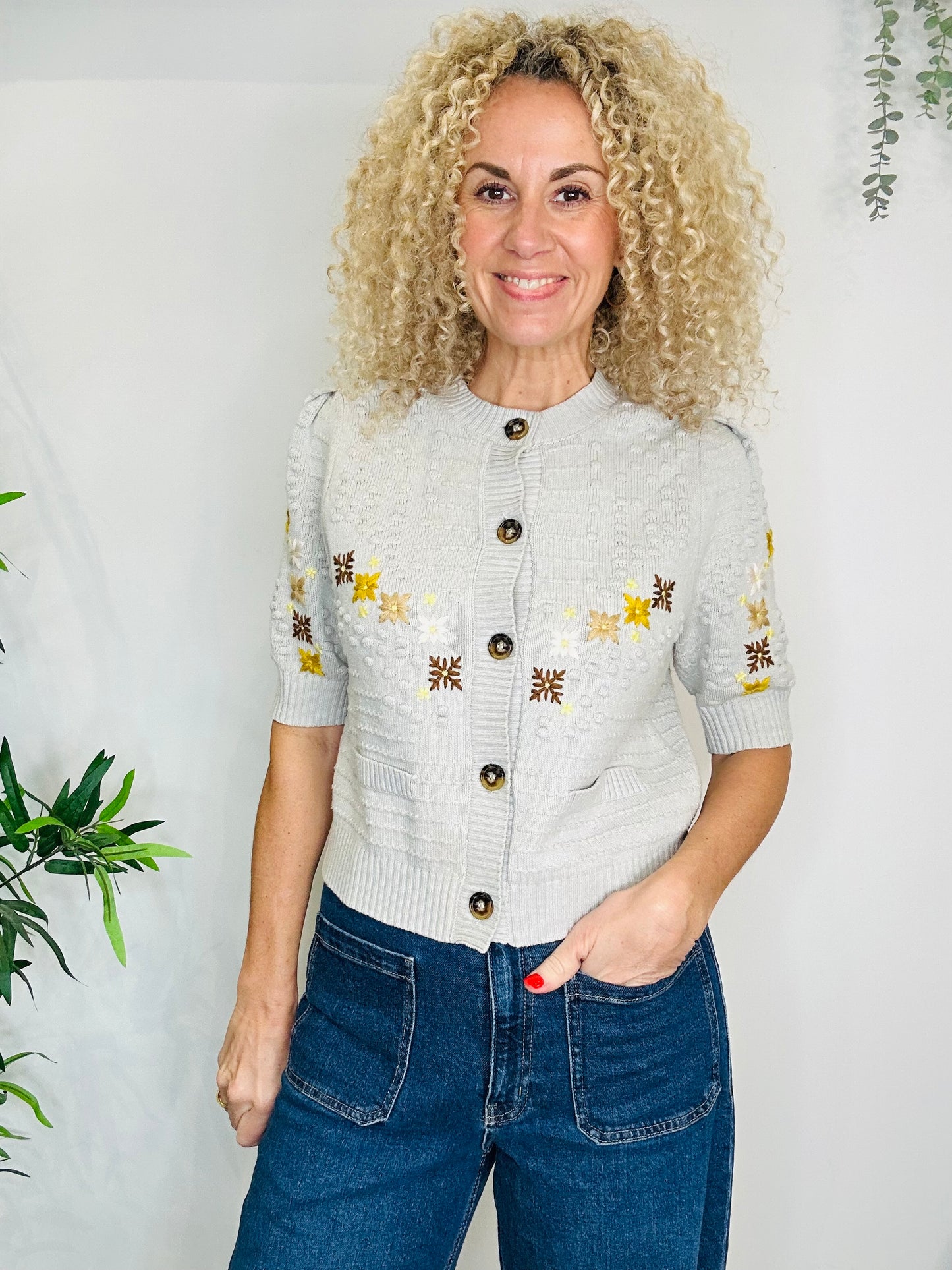 Embroidered Cardigan - Size M