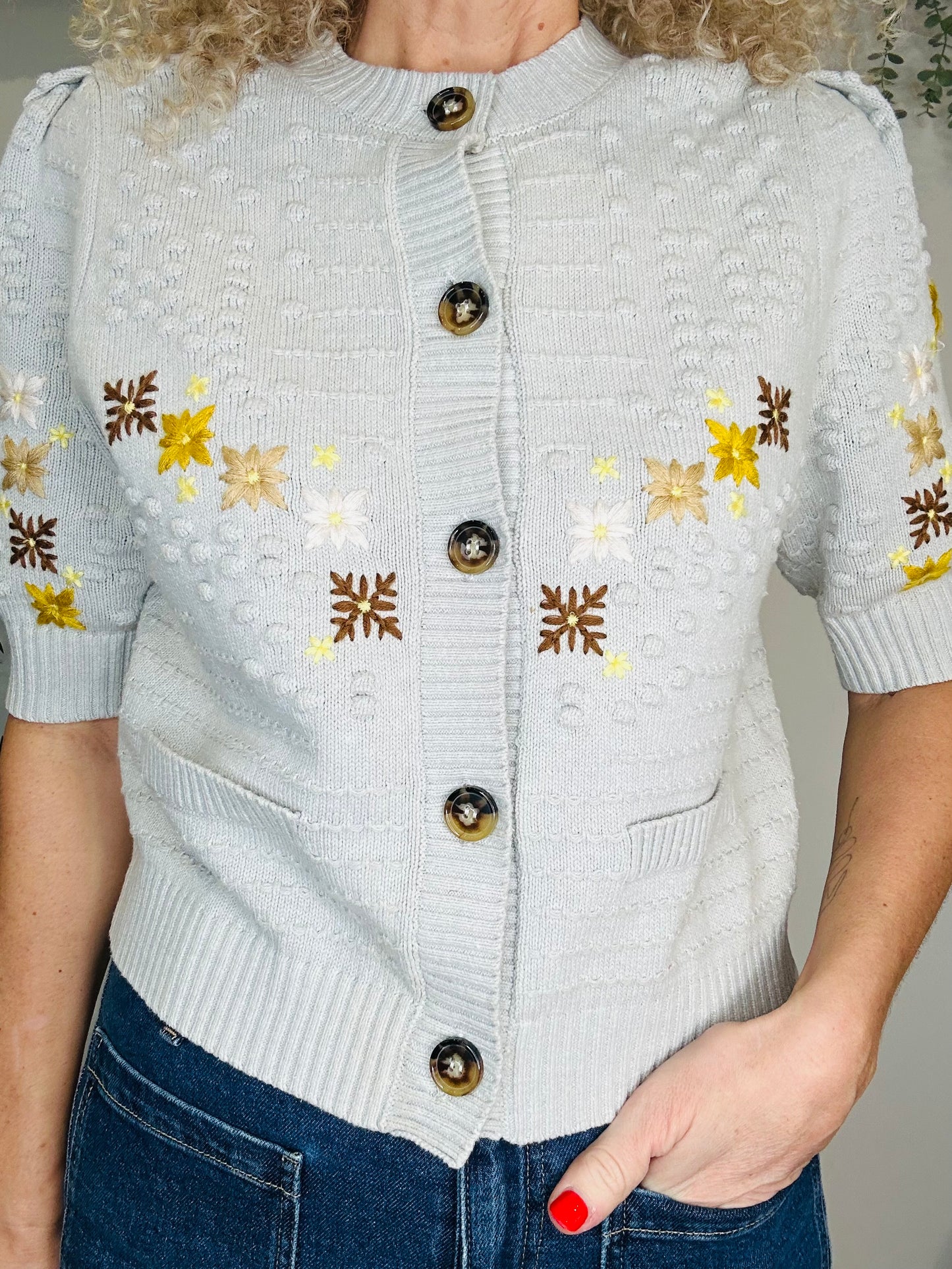 Embroidered Cardigan - Size M
