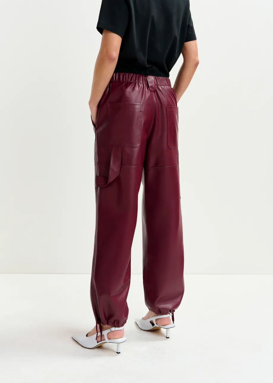 Faux Leather Cargo Trousers - Size 40