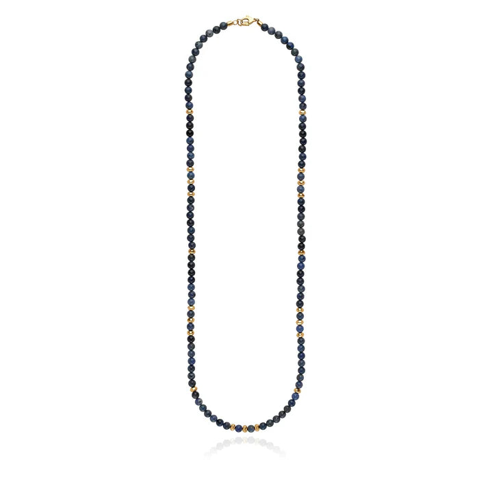 Long Dumortierite Beaded Necklace