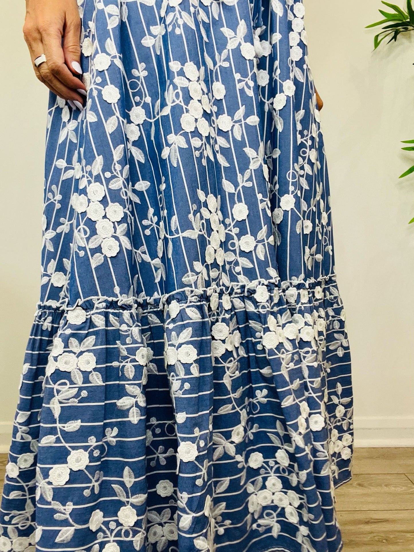 Embroidered Maxi Dress - Size 14