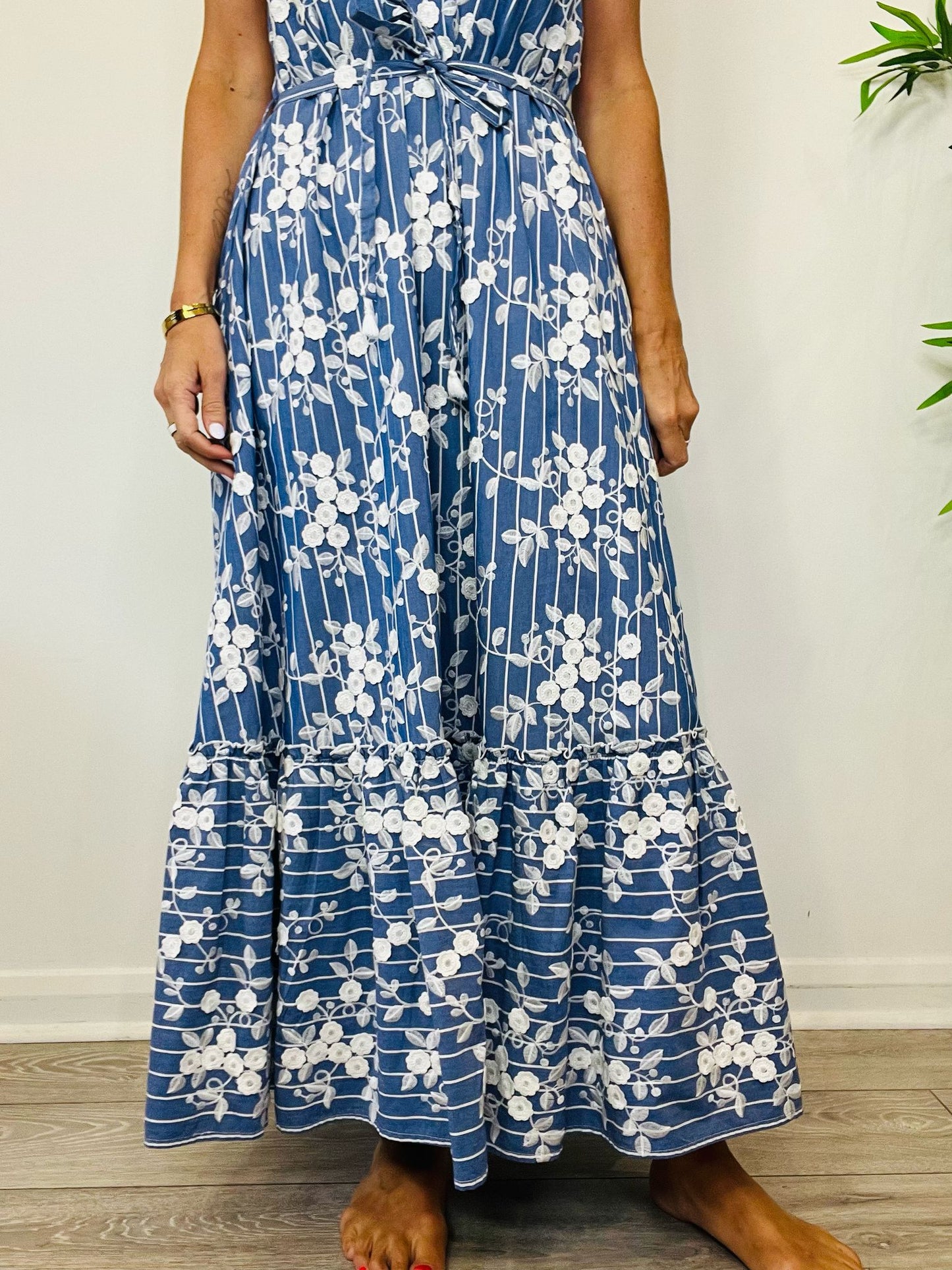 Embroidered Maxi Dress - Size 14