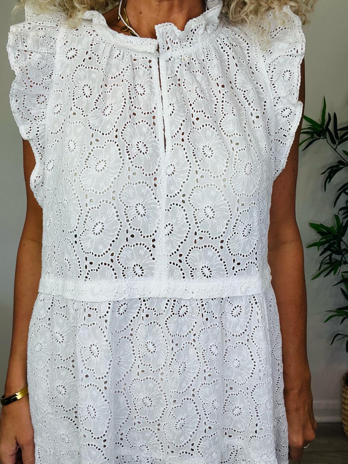 Sleeveless Broderie Dress - Size 16