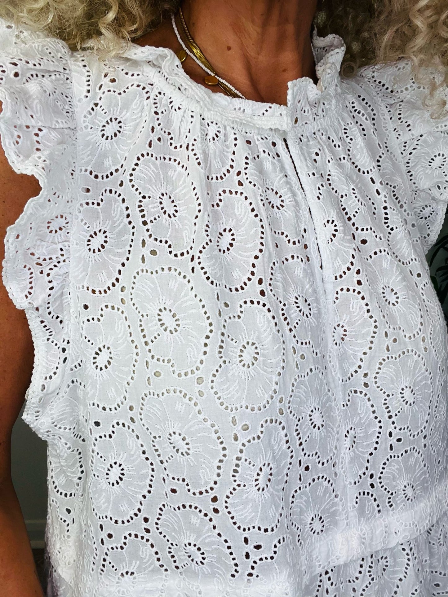 Sleeveless Broderie Dress - Size 16