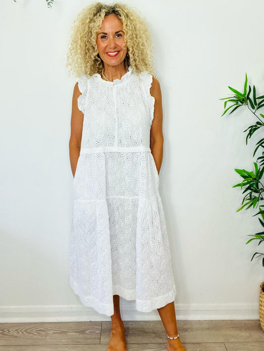 Sleeveless Broderie Dress - Size 16