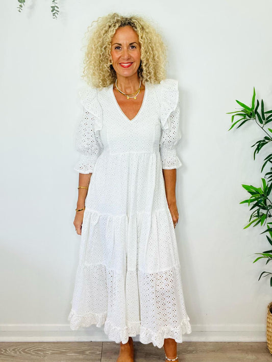 Tiered Broderie Dress - Size M