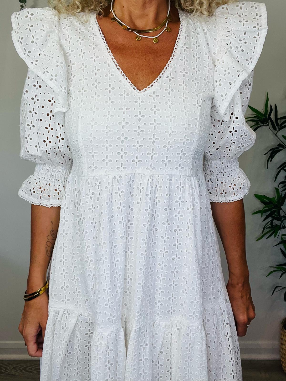 Tiered Broderie Dress - Size M
