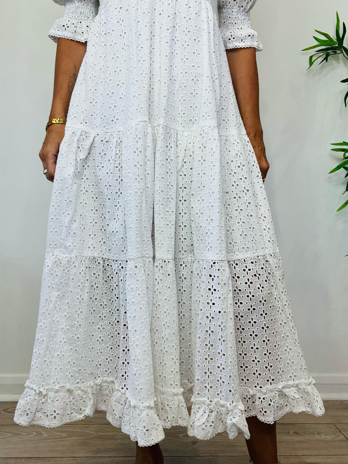 Tiered Broderie Dress - Size M