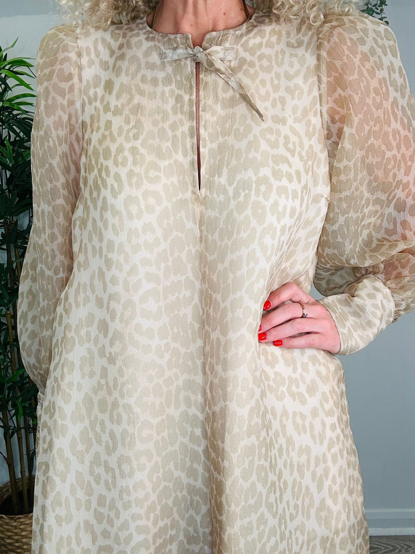 Leopard Print Organza Dress - Size 12