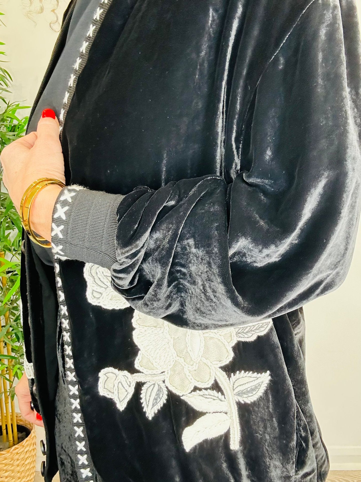 Embroidered Velour Jacket - Size 38