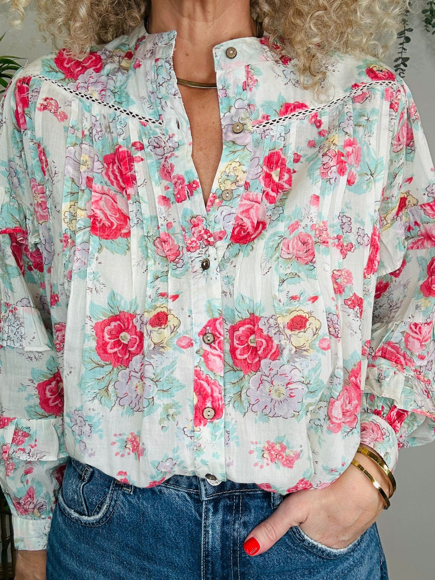 Maison Hotel, Floral blouse, S, Multi