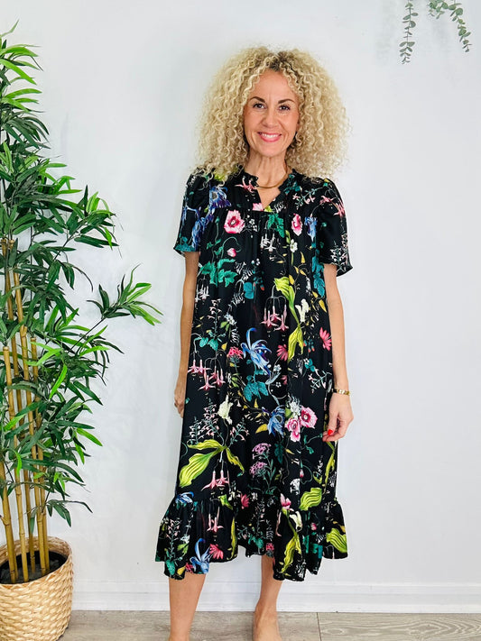 Silk Floral Dress - Size 34