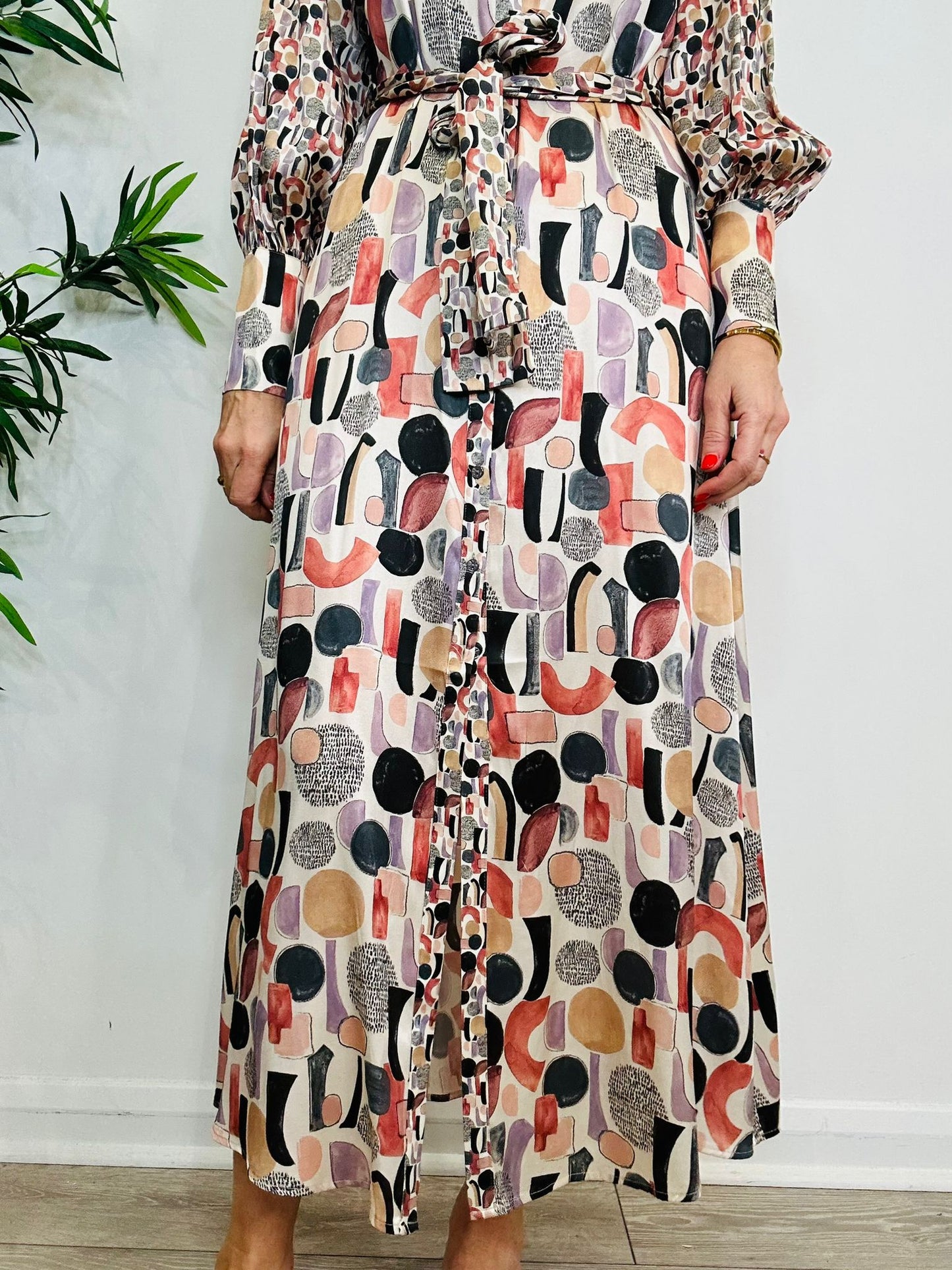 Patterned Silk Dress - Size XS