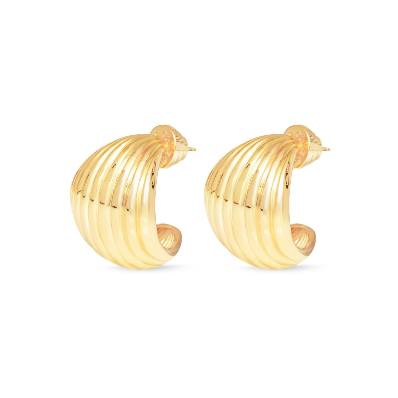 Ridged Fan Hoops - Gold