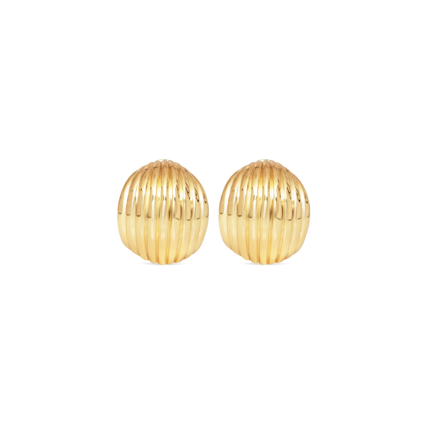 Ridged Fan Hoops - Gold