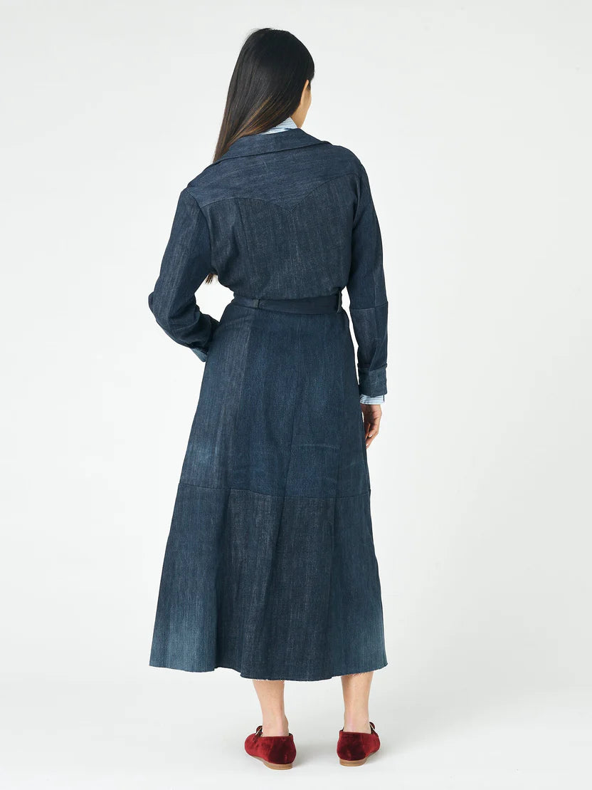 Patchwork Denim Shirt Dress - Size S