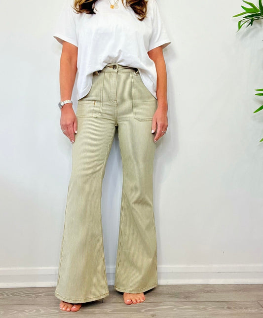 Striped Flared Jeans - Size 25