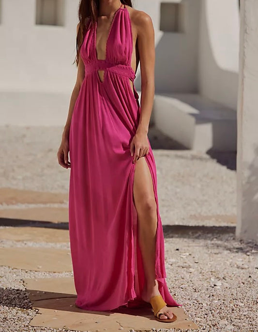 Halterneck Maxi Dress - Size S